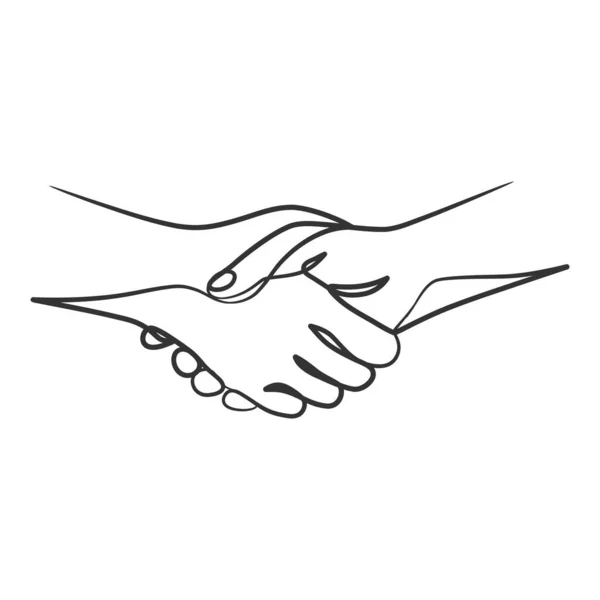 Continuous Line Art Hand Shake Vector Illustration One Line Art — Stock Vector