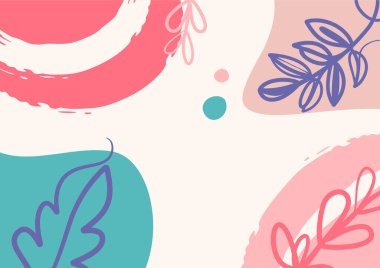 Soyut minimalist estetik çiçek arkaplanı. Modern tropikal arka plan. Orman bitkileri doğa