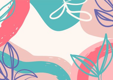 Soyut minimalist estetik çiçek arkaplanı. Modern tropikal arka plan. Orman bitkileri doğa