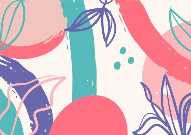 Soyut minimalist estetik çiçek arkaplanı. Modern tropikal arka plan. Orman bitkileri doğa