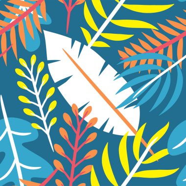 Tropikal yapraklar botanik olarak pürüzsüz. Tropik bitki deseni. Kusursuz tropikal desen