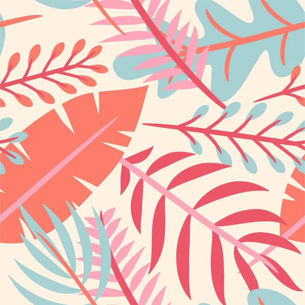 Tropikal yapraklar botanik olarak pürüzsüz. Tropik bitki deseni. Kusursuz tropikal desen
