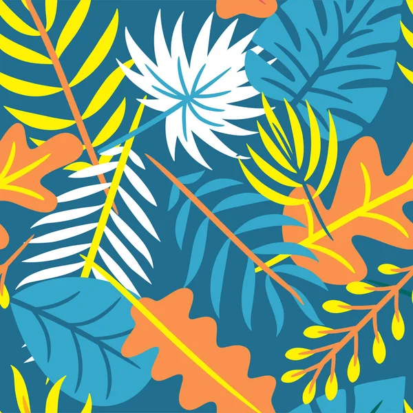 Tropische Blätter Botanisches Nahtloses Muster Tropisches Pflanzenmuster Nahtloses Tropisches Muster — Stockvektor