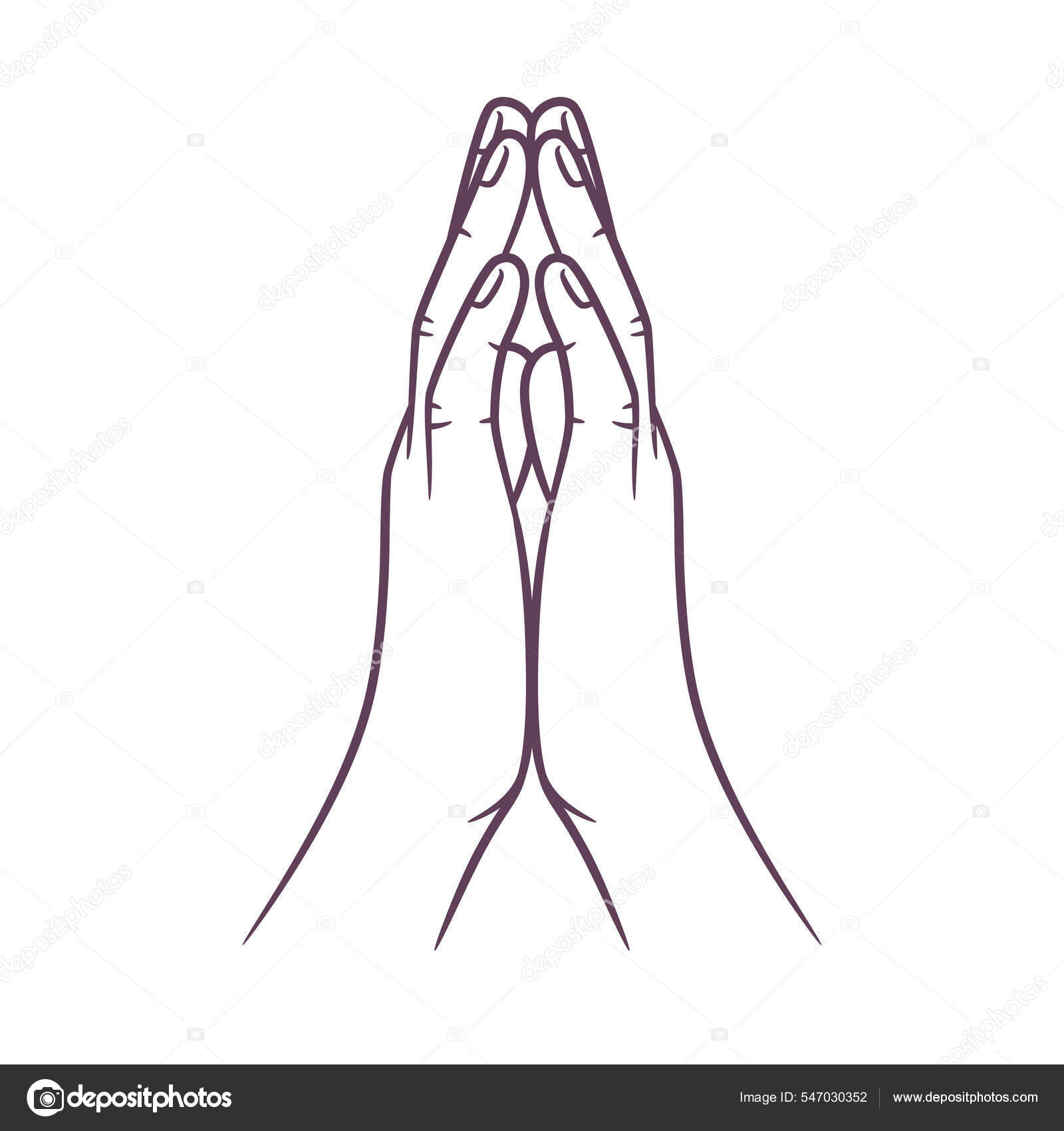 ©hendripiss　祈りの手の線画　547030352　概要祈りの位置に手を描画します　手を合わせて祈る　—　ストックベクター