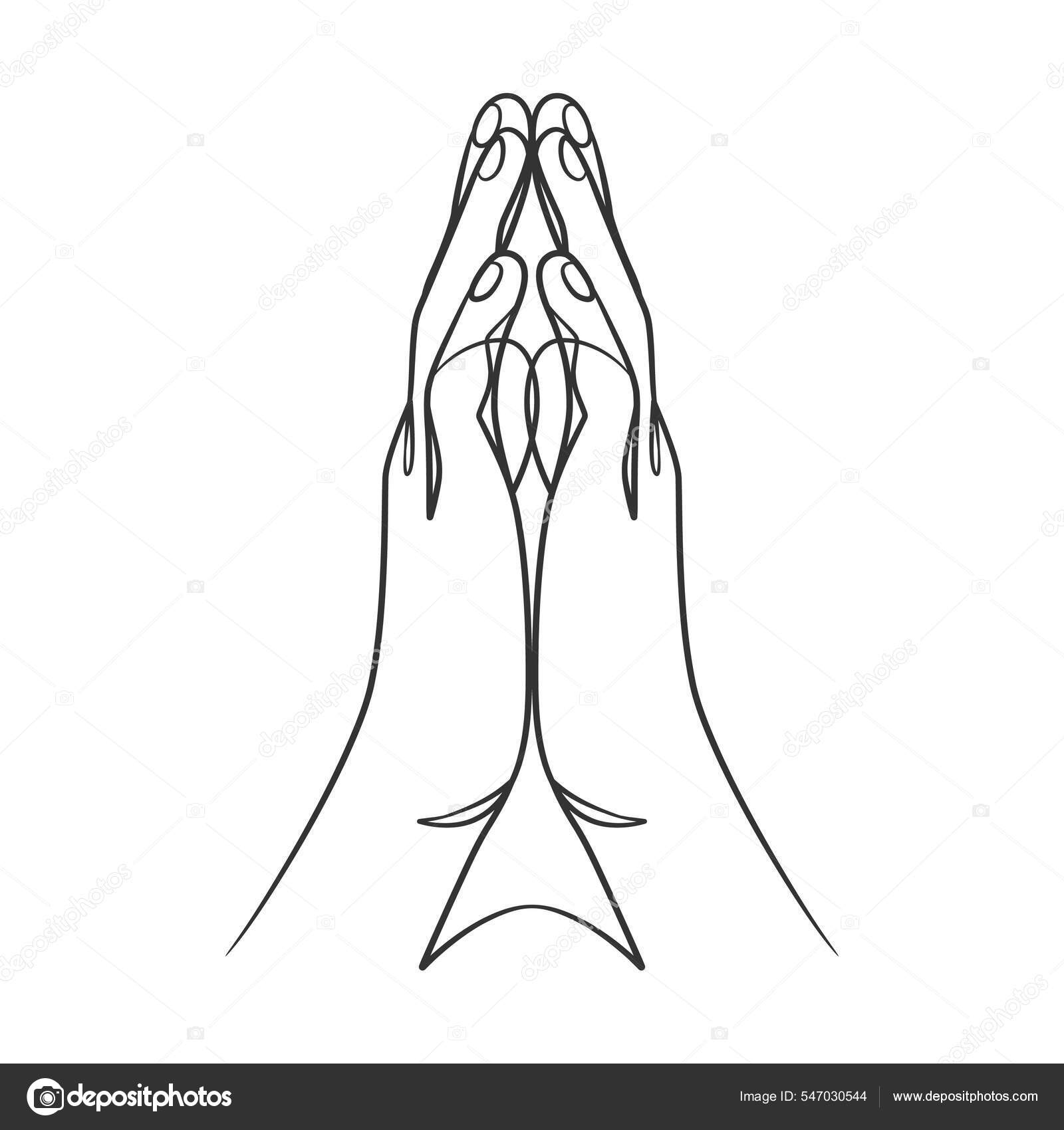 Continuous Line Drawing Praying Hand Outline Drawing Hands Praying Position  Stock Vector by ©hendripiss 547030544, image size:1600x1700