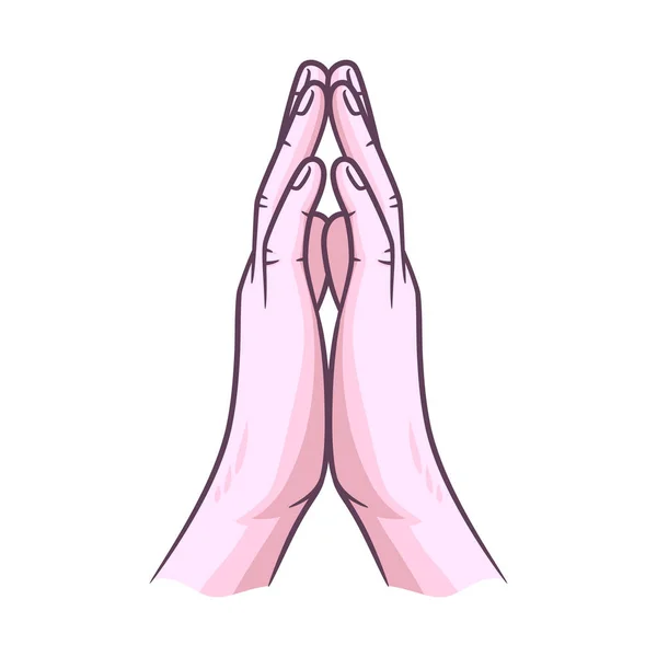 Praying Hands Illustration Vector Drawing Hand Drawn Hands Praying Position — Stock Vector