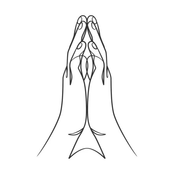 Continuous Line Drawing Praying Hand Outline Drawing Hands Praying Position — Stock Vector