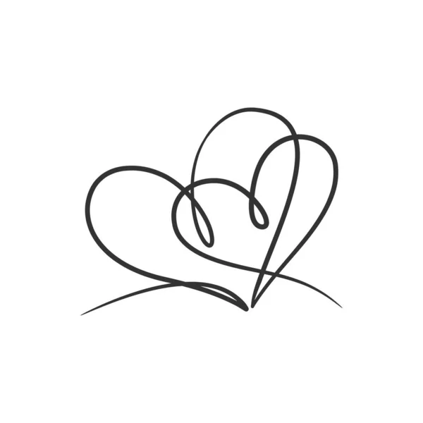 Ciągły Rysunek Znaku Miłosnego Miłość Serce Rysunek Jednej Linii Minimalistyczna — Wektor stockowy