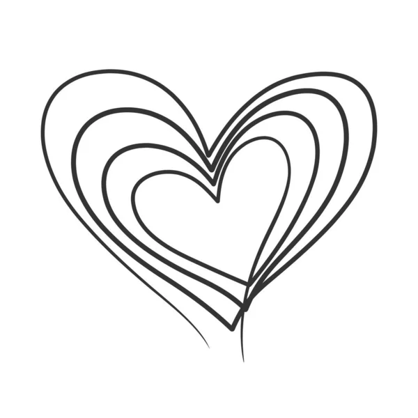 Ciągły Rysunek Znaku Miłosnego Miłość Serce Rysunek Jednej Linii Minimalistyczna — Wektor stockowy