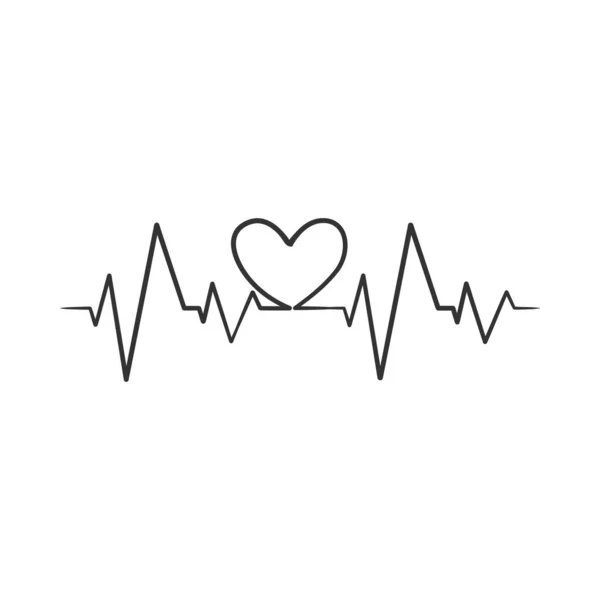 Continuous Line Drawing Heartbeat Monitor Pulse One Line Drawing Heart — Stock Vector