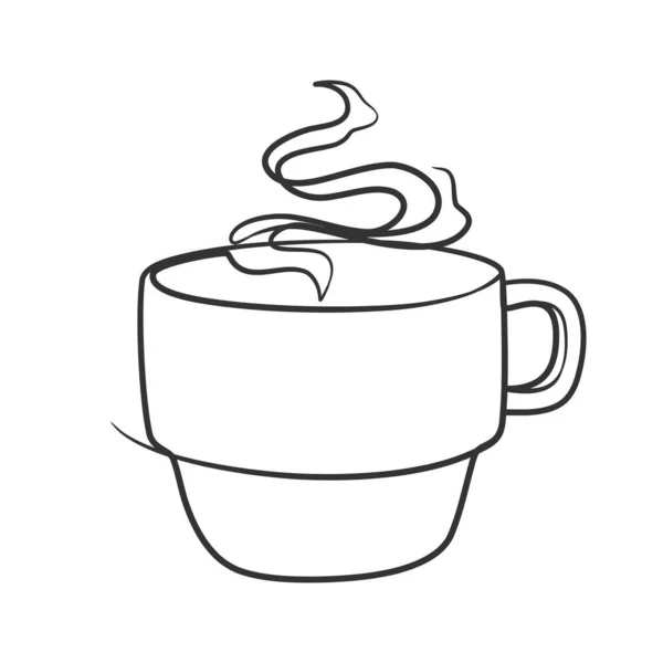 Kontinuierliche Linie Zeichnet Eine Tasse Kaffee Oder Tee Kaffee Eine — Stockvektor