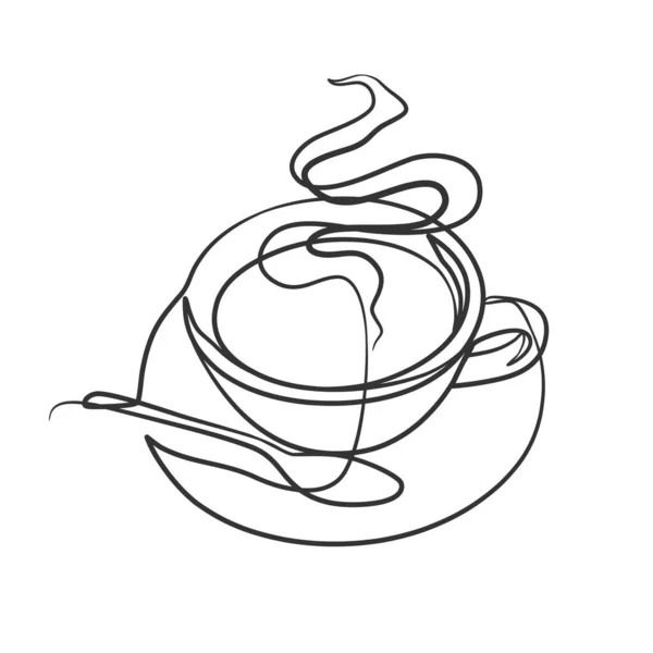 Kontinuierliche Linie Zeichnet Eine Tasse Kaffee Oder Tee Kaffee Eine — Stockvektor
