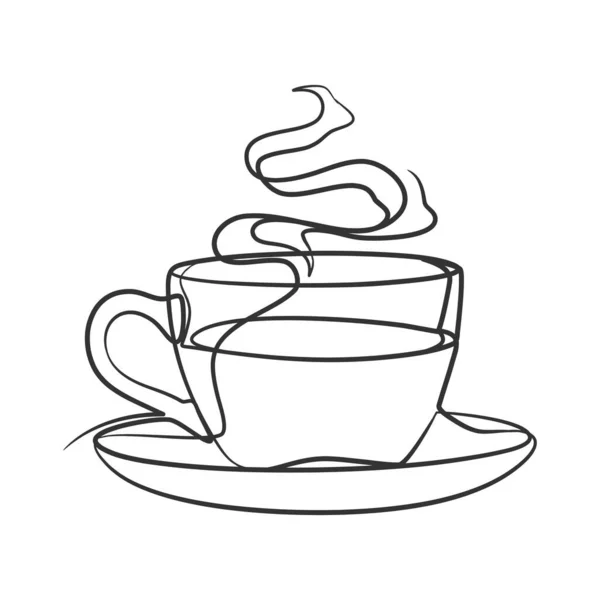 Ligne Continue Dessiner Une Tasse Café Thé Café Dessin Une — Image vectorielle