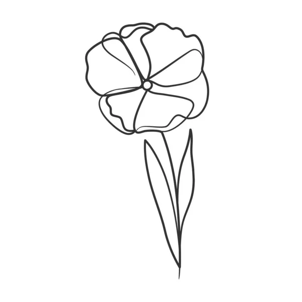 Desenho Linha Contínua Ilustração Flor Simples Flor Abstrata Uma Linha — Vetor de Stock