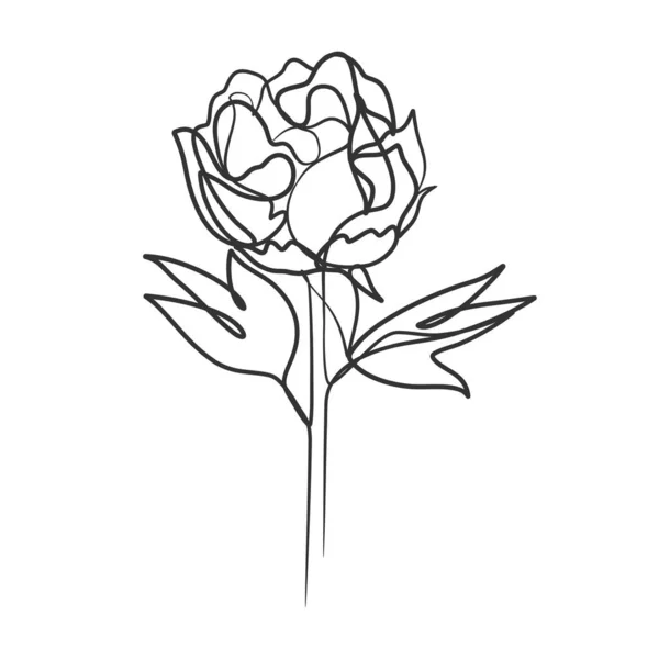 Dessin Ligne Continue Illustration Simple Fleur Fleur Abstraite Dans Dessin — Image vectorielle