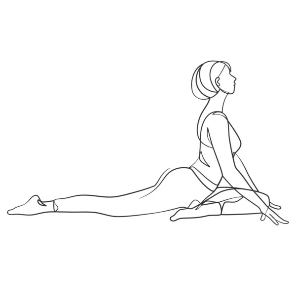 Niña Yoga Línea Continua Dibujo Diseño Minimalista Una Línea Dibujo — Archivo Imágenes Vectoriales