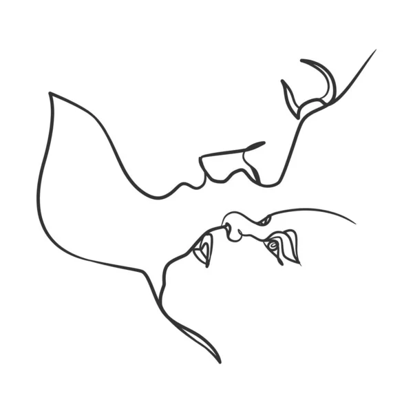 连续画线的母亲亲吻婴儿 母亲和孩子的一张线条画 — 图库矢量图片