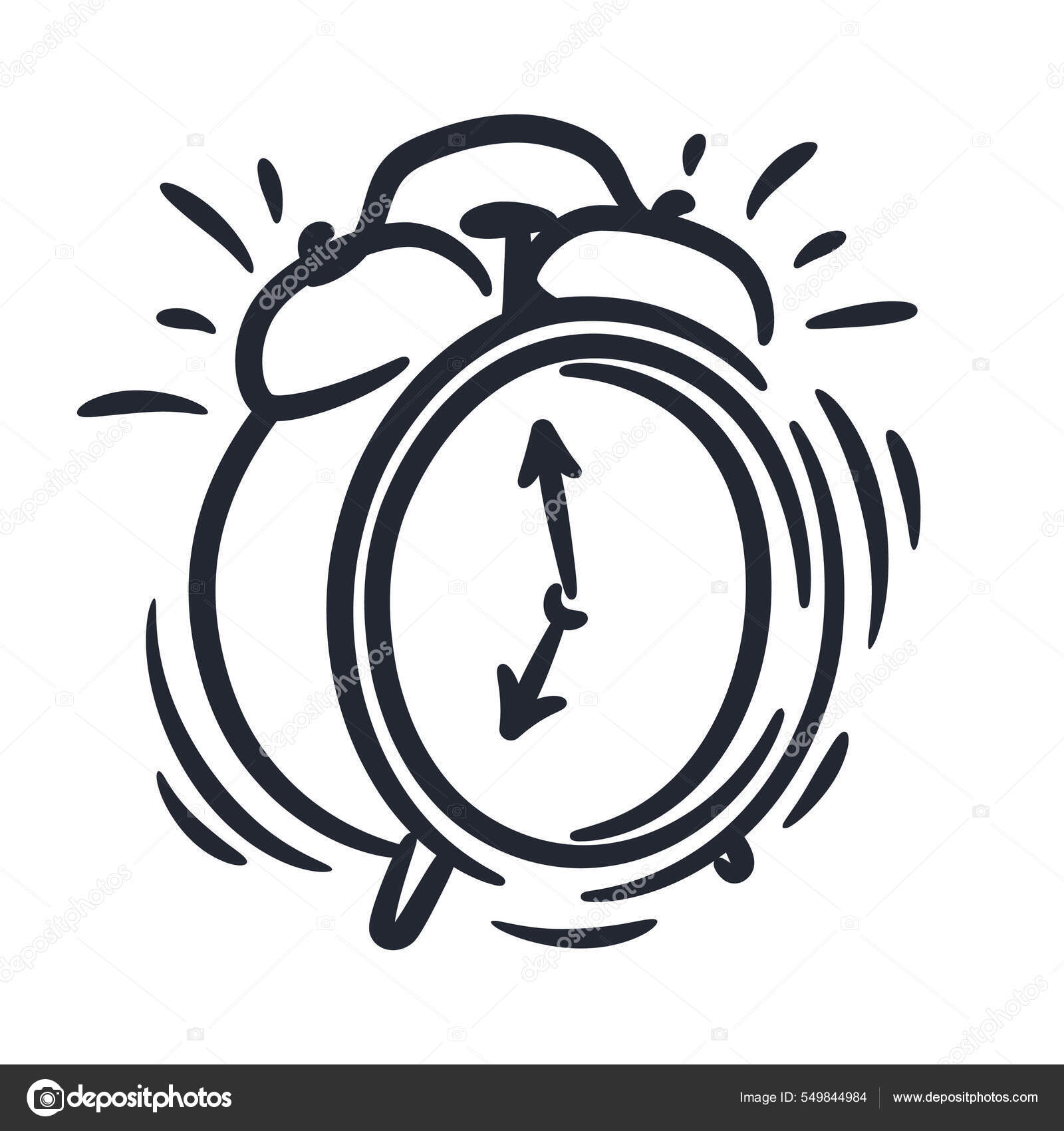 Dibujado Mano Cl sico Timbre Alarma Reloj L nea Arte Reloj