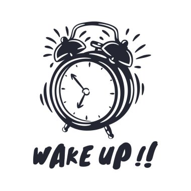 Alarm saati ile harf tasarımını uyandır, zaman kavramını uyandır