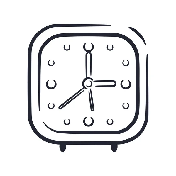 Dibujado Mano Clásico Timbre Alarma Reloj Línea Arte Reloj Despertador — Archivo Imágenes Vectoriales