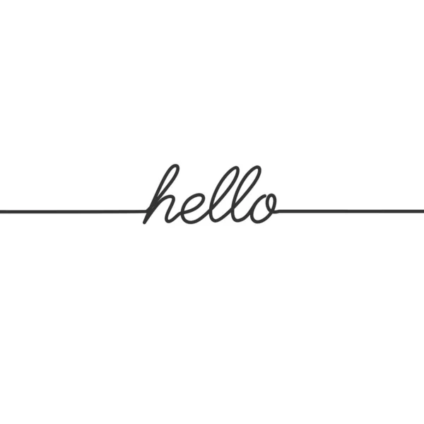 Hello Continuous Line Drawing Typography Lettering Minimalist Design One Line — Stock Vector