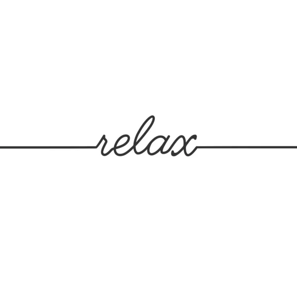 Relax Continuous Line Drawing Typography Lettering Minimalist Design One Line — Stock Vector