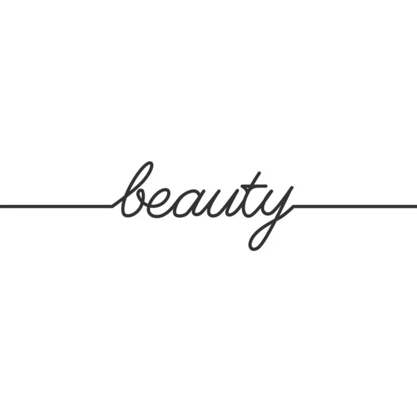 Beauty Continuous Line Drawing Typography Lettering Minimalist Design One Line — Stock Vector