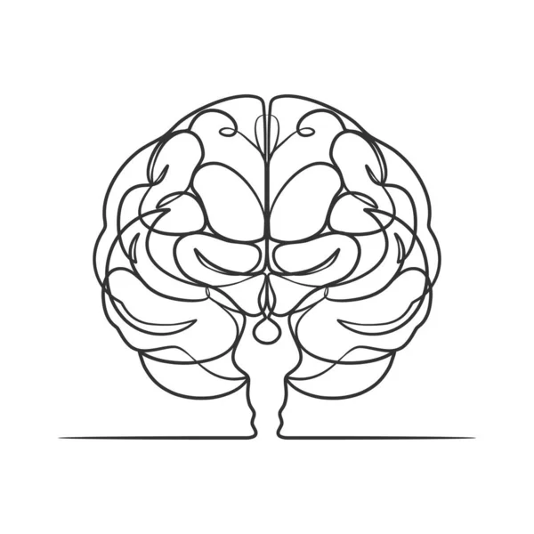 Nepřetržitá Kresba Lidského Mozku Lidský Mozek Jedna Čára Kreslení Minimalistický — Stockový vektor