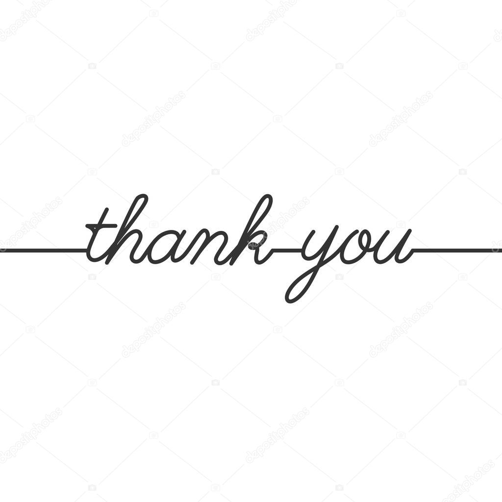 Thank you - Continuous line drawing typography lettering minimalist design, One line drawing