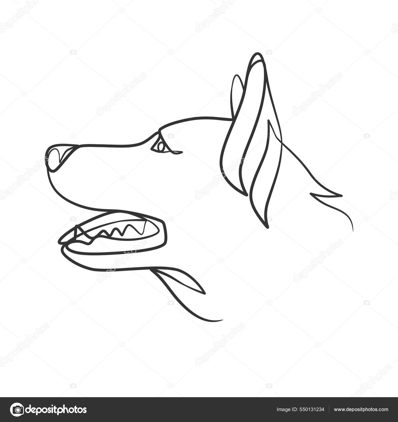 Image vectorielle Style Dessin Ligne Continue Tête Chien Tête Chien Dessin  Une par ©hendripiss - 550131234, image size:1600x1700