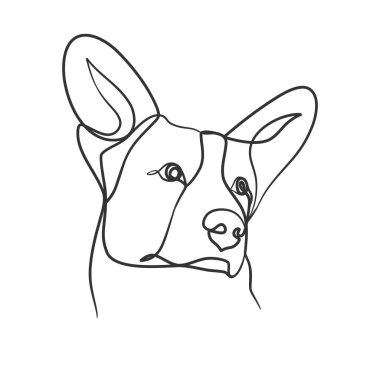 Devamlı çizim tarzı köpek kafası. Köpek kafası bir çizgi Minimalist tasarım çizer