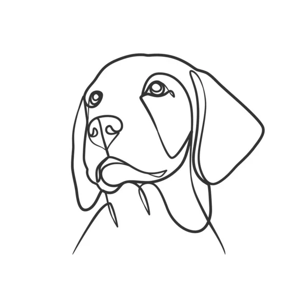 Línea Continua Dibujo Estilo Cabeza Perro Cabeza Perro Dibujo Una — Vector de stock