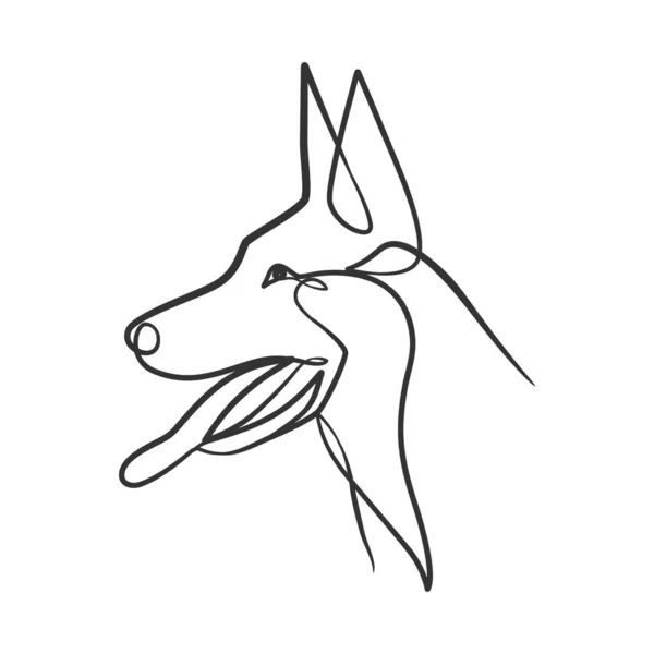 Linha Contínua Estilo Desenho Cabeça Cão Cão Cabeça Uma Linha —  Vetores de Stock