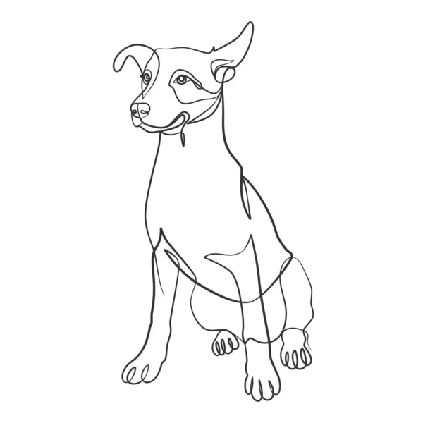 Devamlı bir köpek çizimi. Köpek bir çizgi minimalist stil çizer