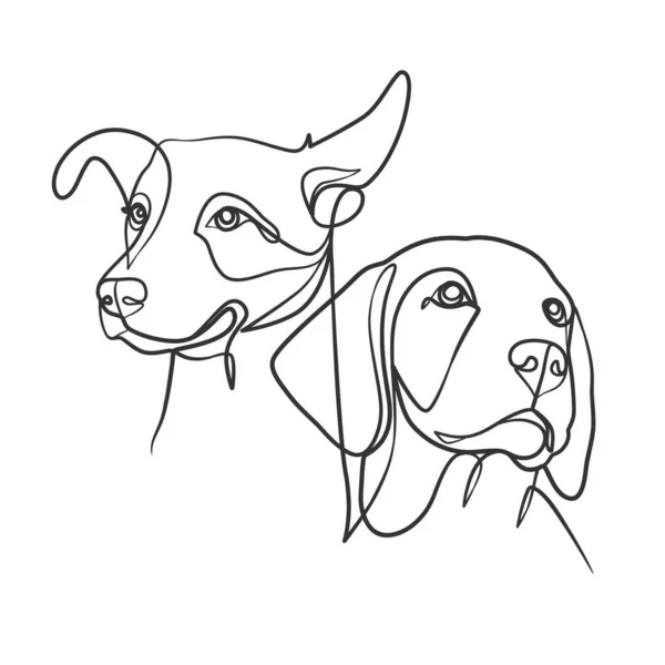 Continuous Line Drawing Style Dog Head Dog Head One Line — Stock Vector