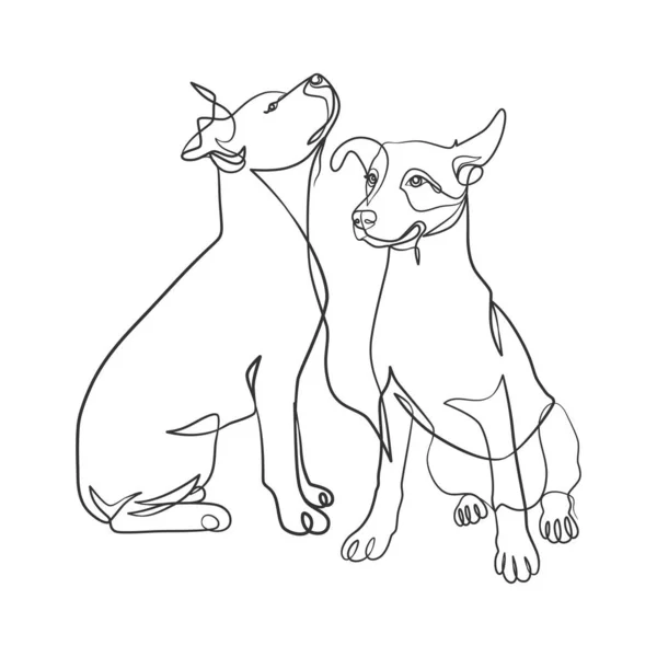 犬の連続1行の図面 ミニマリストスタイルを描く犬1行 — ストックベクタ