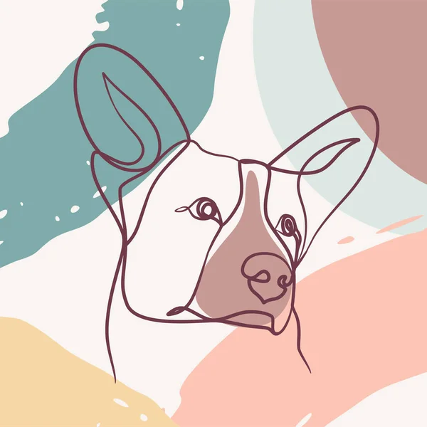 犬の頭の連続線画ポスター ミニマリストデザインを描く犬の頭1行 — ストックベクタ