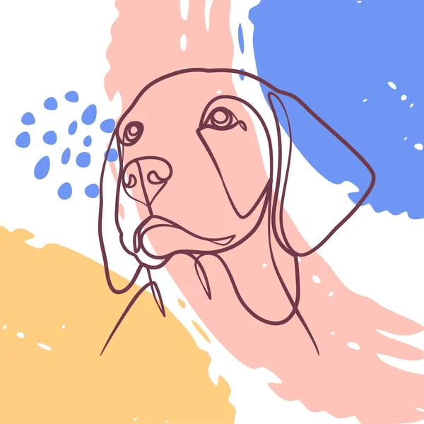 犬の頭の連続線画ポスター ミニマリストデザインを描く犬の頭1行 — ストックベクタ