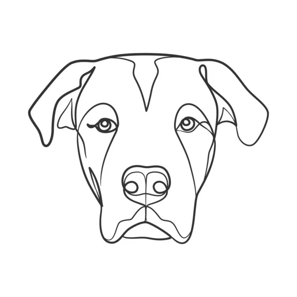 犬の頭の連続線画スタイル ミニマリストデザインを描く犬の頭1行 — ストックベクタ