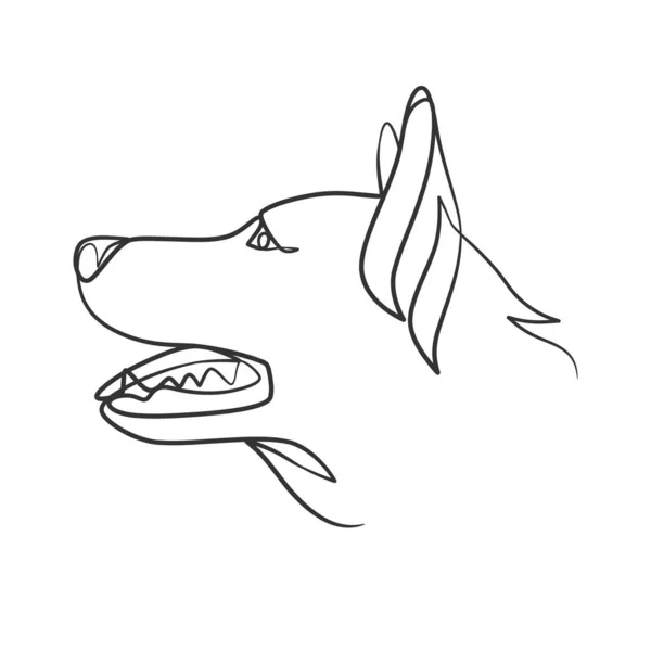 Continuous Line Drawing Style Dog Head Dog Head One Line — Stock Vector