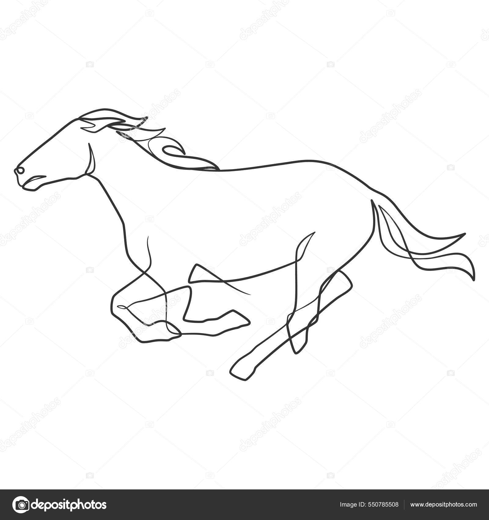 Desenho de linha simples de um cavalo