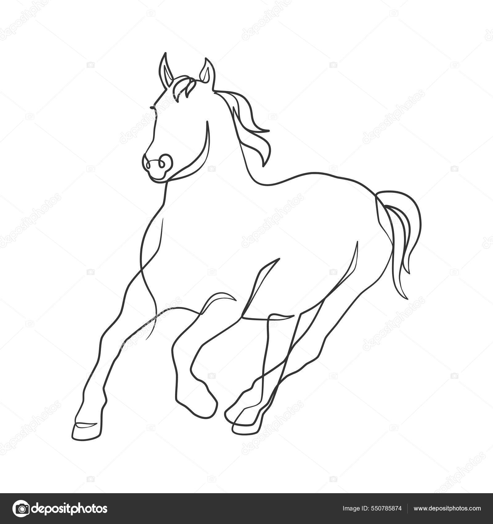 Desenho de linha simples de um cavalo