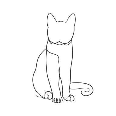 Şirin kedi çizimleri, kedi bir çizgi minimalist tasarım çiziyor.