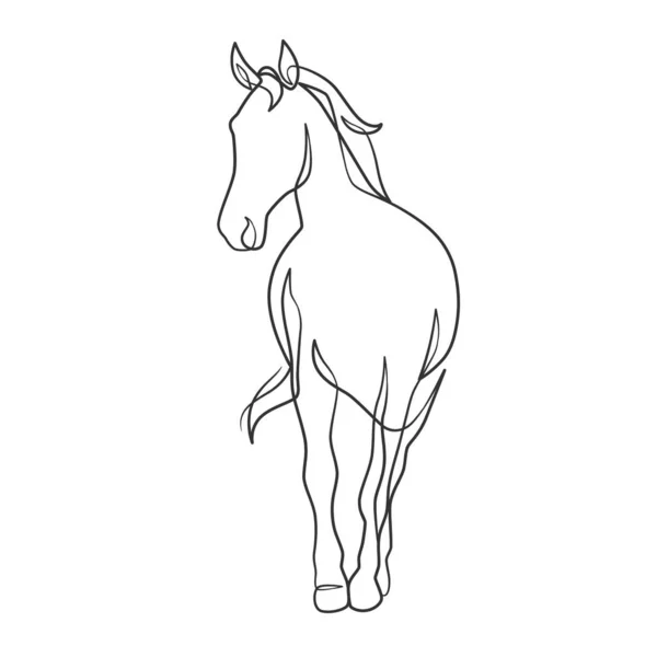 Continuous Line Drawing Horse Horse One Line Drawing Minimalist Style — Stock Vector