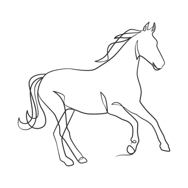 Atın Aralıksız Çizgi Çizimi Bir Çizgi Minimalist Stil Tasarımı — Stok Vektör