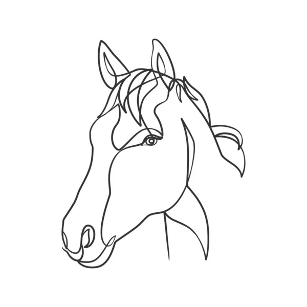 Continuous Line Drawing Horse Head Horse Head One Line Drawing — Stock Vector