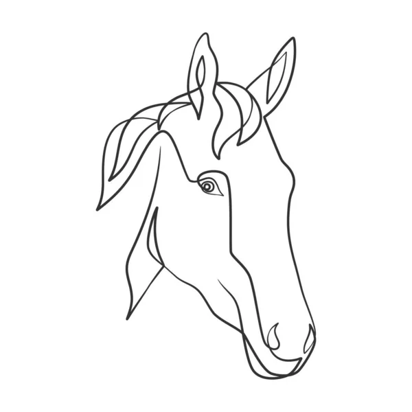 Continue Lijn Tekening Van Paardenkop Paardenkop Een Lijn Tekening Minimalistische — Stockvector