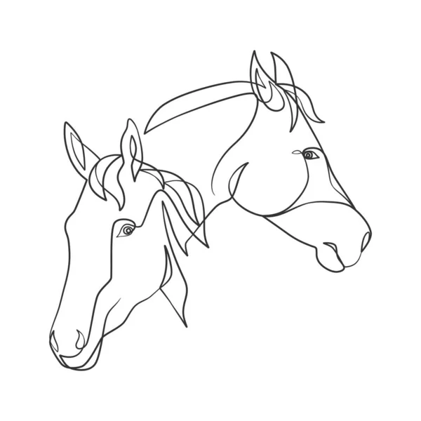 Dessin Ligne Continue Tête Cheval Tête Cheval Dessin Ligne Design — Image vectorielle