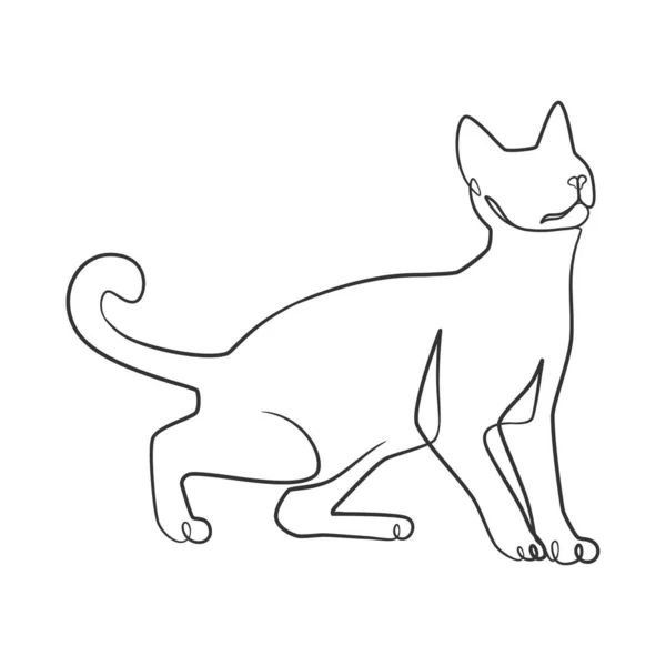 Непрерывный Рисунок Линии Милой Кошки Кошка Одна Линия Рисунок Минималистский — стоковый вектор