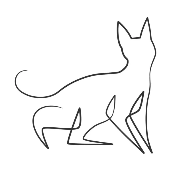 Desenho Linha Contínua Gato Bonito Cat Uma Linha Desenho Design —  Vetores de Stock